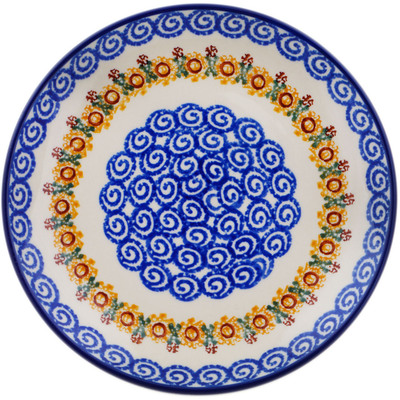 Polish Pottery Dessert Plate Rustic Sunflower Chain