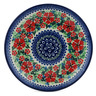 Polish Pottery Dessert Plate Sand Dollar Flowers UNIKAT
