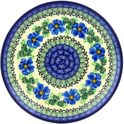 Polish Pottery Dessert Plate Scarlet Pimpernel Flower