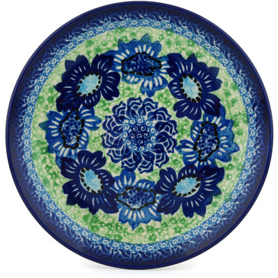 Polish Pottery Dessert Plate Shades Of Blue UNIKAT