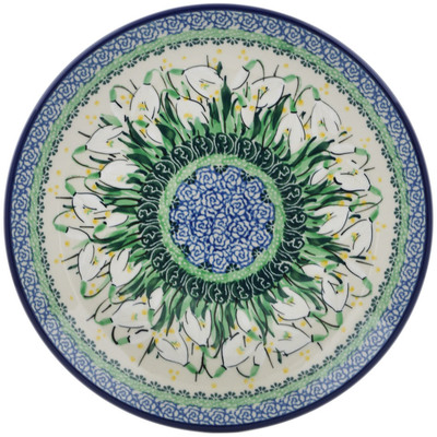 Polish Pottery Dessert Plate Snowdrops UNIKAT