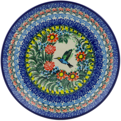 Polish Pottery Dessert Plate Solo Hummingbird UNIKAT