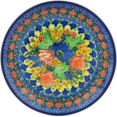 Polish Pottery Dessert Plate Splendid Meadow UNIKAT