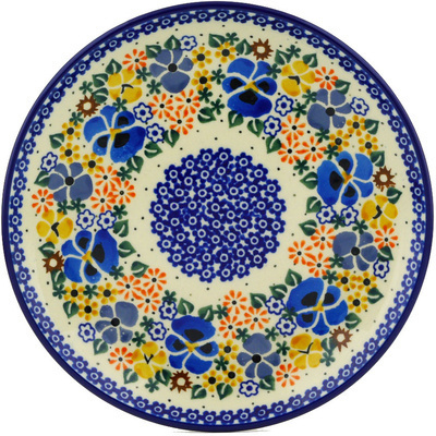 Polish Pottery Dessert Plate Spring Garden UNIKAT