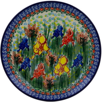 Polish Pottery Dessert Plate Spring Iris UNIKAT