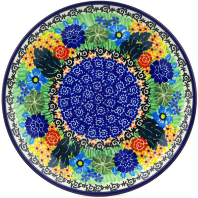 Polish Pottery Dessert Plate Spring Mums UNIKAT