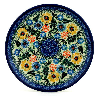 Polish Pottery Dessert Plate Spring Wreath UNIKAT