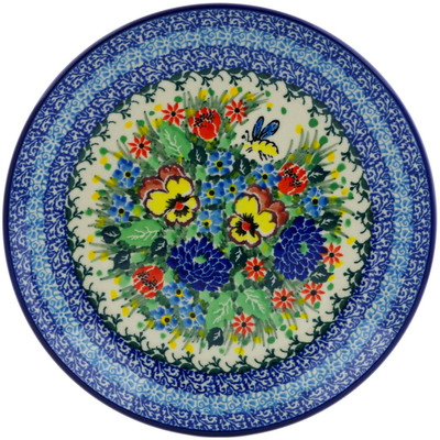 Polish Pottery Dessert Plate Springtime Bumble Bee UNIKAT