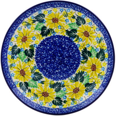 Polish Pottery Dessert Plate Sunflower Surprise UNIKAT