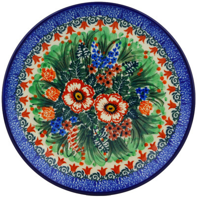 Polish Pottery Dessert Plate Tulip Meadow UNIKAT