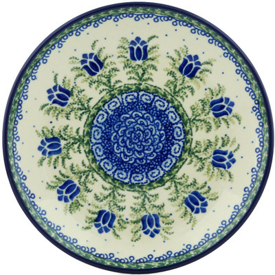 Polish Pottery Dessert Plate Tulip Motif UNIKAT