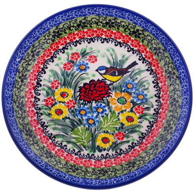 Polish Pottery Dessert Plate Warbler Paradise UNIKAT