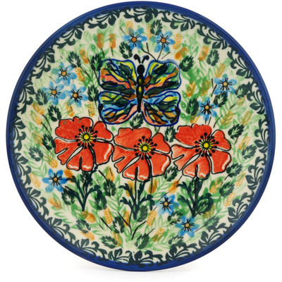 Polish Pottery Dessert Plate Watercolor Butterfly UNIKAT