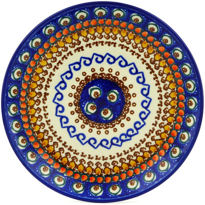 Polish Pottery Dessert Plate Western Peacock UNIKAT