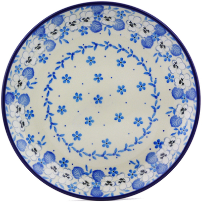 Polish Pottery Dessert Plate White Pansy