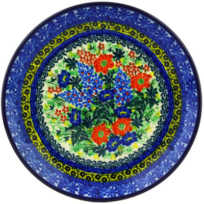 Polish Pottery Dessert Plate Wildflower Field UNIKAT