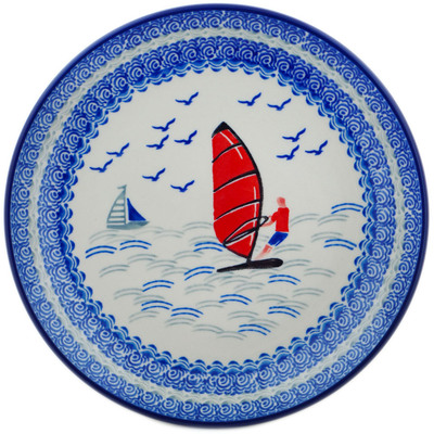 Polish Pottery Dessert Plate Windsurfing UNIKAT