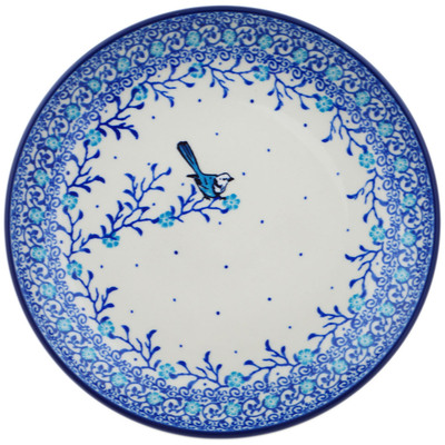 Polish Pottery Dessert Plate Winter  Blue Bird