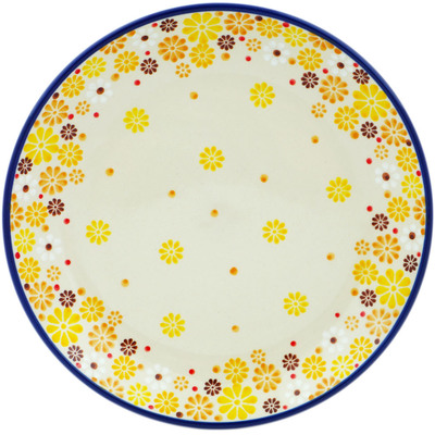 Polish Pottery Dessert Plate Yellow Daisy Chain