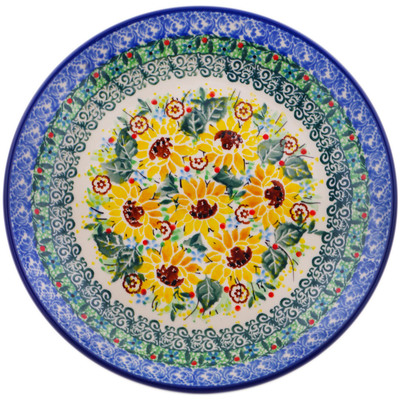Polish Pottery Dessert Plate Yellow Garden UNIKAT