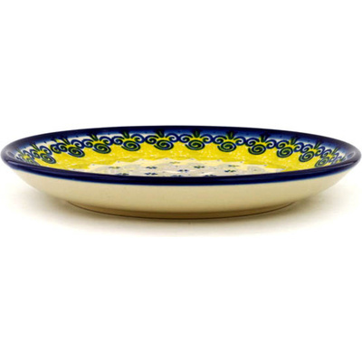 Polish Pottery Dessert Plate Yellow Peaks