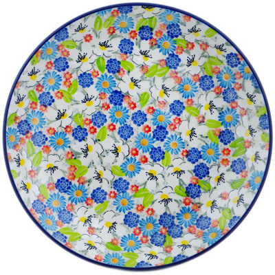 Polish Pottery Dinner Plate 10&frac12;-inch Anemone Flower Garden UNIKAT