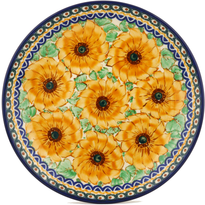 Polish Pottery Dinner Plate 10&frac12;-inch August Sunflowers UNIKAT