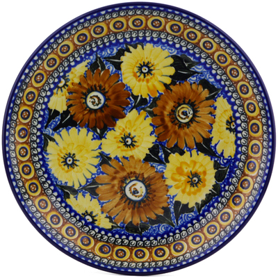 Polish Pottery Dinner Plate 10&frac12;-inch Autumn Chrysanthemums UNIKAT