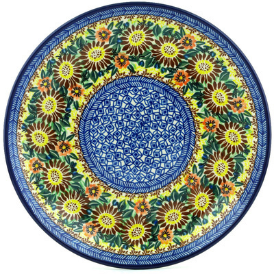 Polish Pottery Dinner Plate 10&frac12;-inch Autumn Sunflower UNIKAT