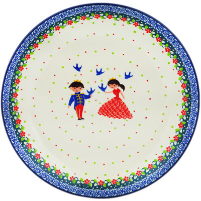 Polish Pottery Dinner Plate 10&frac12;-inch Bird Prince And Princess UNIKAT