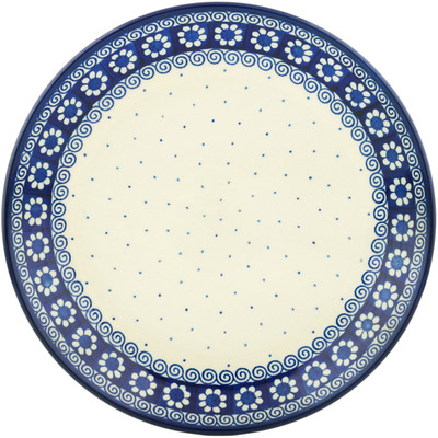 Polish Pottery Dinner Plate 10&frac12;-inch Black Daisy Swirl
