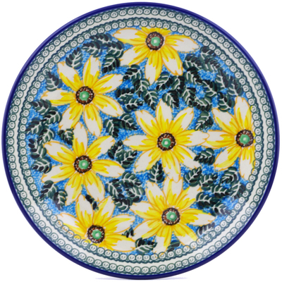 Polish Pottery Dinner Plate 10&frac12;-inch Black Eyed Susan UNIKAT