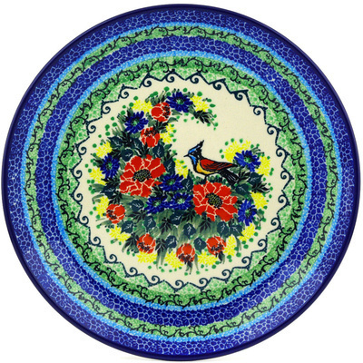 Polish Pottery Dinner Plate 10&frac12;-inch Bleu Jay Meadow UNIKAT