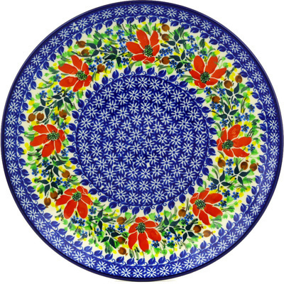 Polish Pottery Dinner Plate 10&frac12;-inch Blooming Daisies UNIKAT