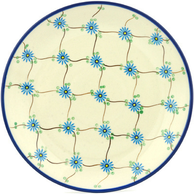 Polish Pottery Dinner Plate 10&frac12;-inch Blue Aster Trellis