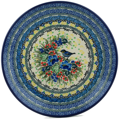 Polish Pottery Dinner Plate 10&frac12;-inch Blue Bird Solo UNIKAT