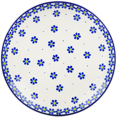 Polish Pottery Dinner Plate 10&frac12;-inch Blue Daisies