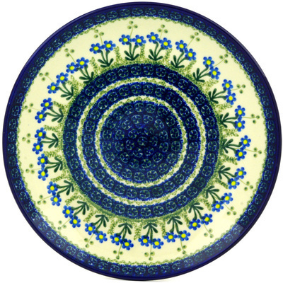 Polish Pottery Dinner Plate 10&frac12;-inch Blue Daisy Circle