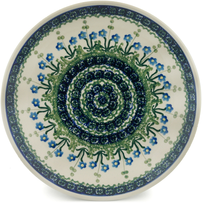 Polish Pottery Dinner Plate 10&frac12;-inch Blue Daisy Circle