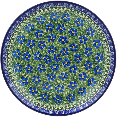 Polish Pottery Dinner Plate 10&frac12;-inch Blue Daisy Dream UNIKAT