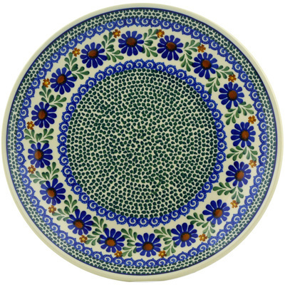 Polish Pottery Dinner Plate 10&frac12;-inch Blue Daisy Meadow