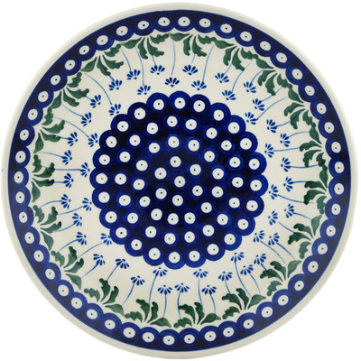 Polish Pottery Dinner Plate 10&frac12;-inch Blue Daisy Peacock