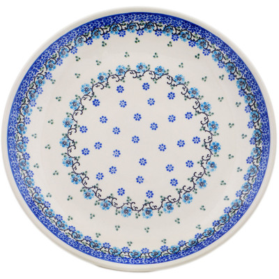 Polish Pottery Dinner Plate 10&frac12;-inch Blue Delicate Flower