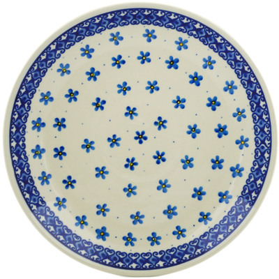 Polish Pottery Dinner Plate 10&frac12;-inch Blue Flower Snow
