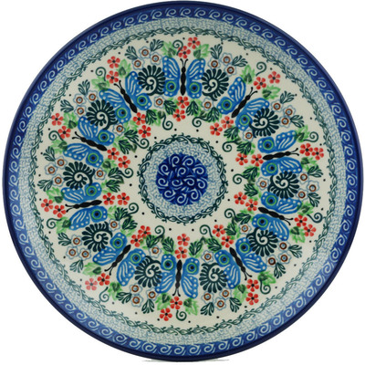 Polish Pottery Dinner Plate 10&frac12;-inch Blue Flutterfly UNIKAT
