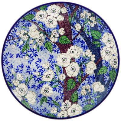 Polish Pottery Dinner Plate 10&frac12;-inch Blue Forest UNIKAT
