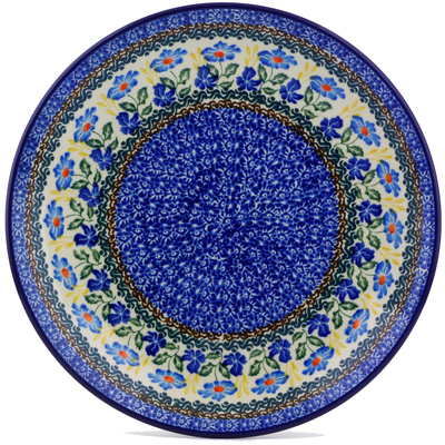 Polish Pottery Dinner Plate 10&frac12;-inch Blue Forget-me-nots