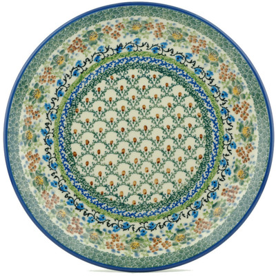 Polish Pottery Dinner Plate 10&frac12;-inch Blue Forget-me-nots UNIKAT