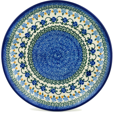 Polish Pottery Dinner Plate 10&frac12;-inch Blue Impatiens Vines UNIKAT