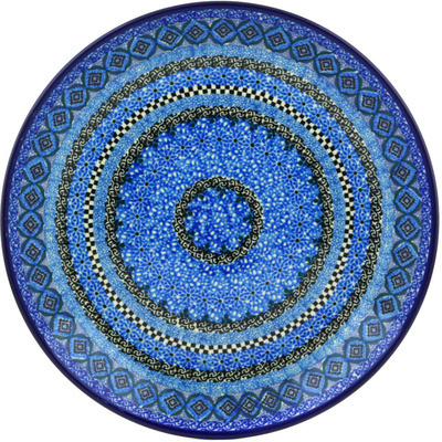 Polish Pottery Dinner Plate 10&frac12;-inch Blue Kaleidoscope UNIKAT